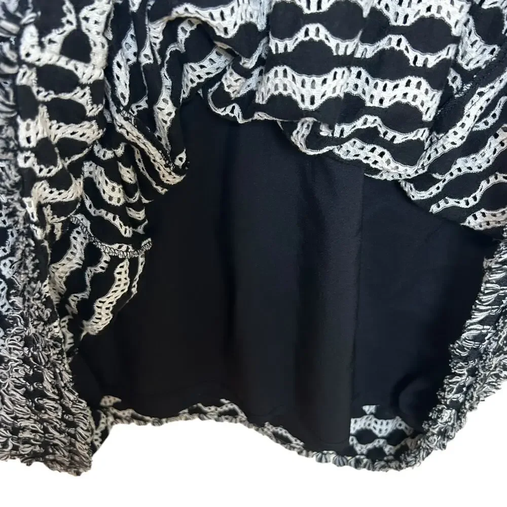 Tory Burch Paulina' Knit Dress, Kate Middleton A-Line Fringe Black/White Medium